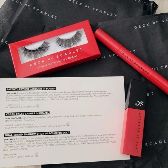 Deck of Scarlet Rouge Rebel Anniversary Kit – Vegan Lashes, Lip, Shadow – NWT - Picture 12 of 15